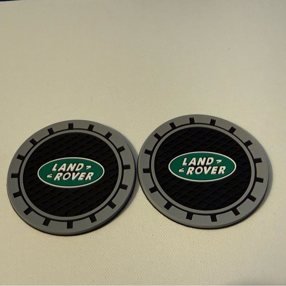 Land Rover Car Cup Coasters in Black and Gray Set of 2 NWT - Picture 2 of 4